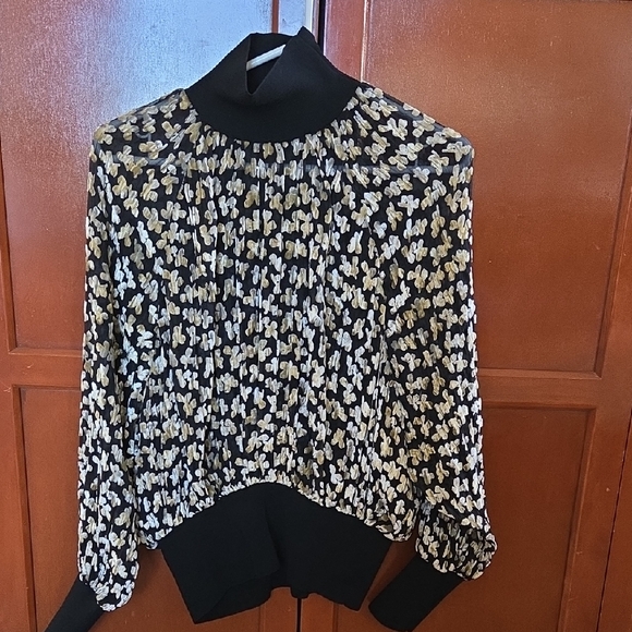 Tory Burch Tops - Tory Burch Black and Gold Patterned Top